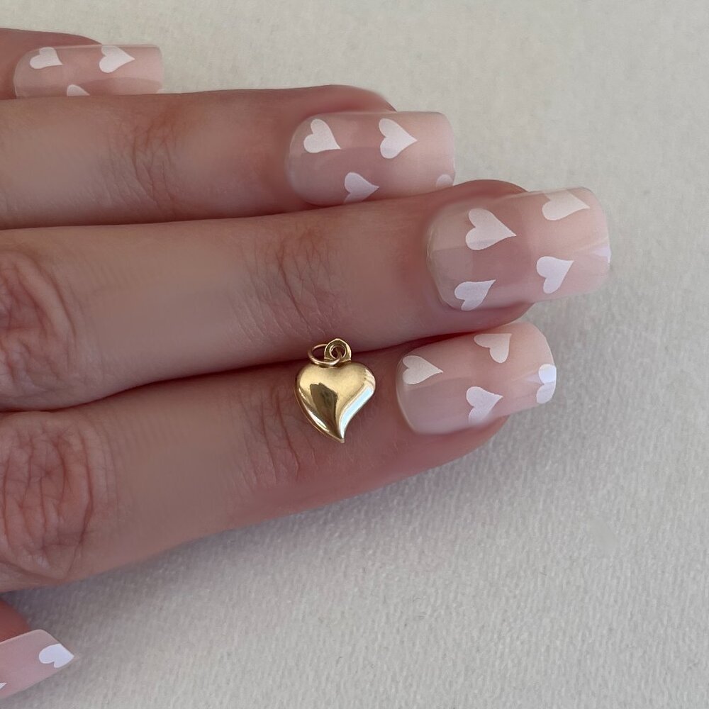 Solid 14k Tiny Yellow Gold Puffy Witch's Heart Ne… - image 5